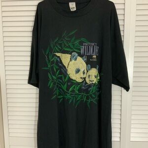 Vintage artex world wildlife fund Black Panda Graphic T-Shirt Size 3XL